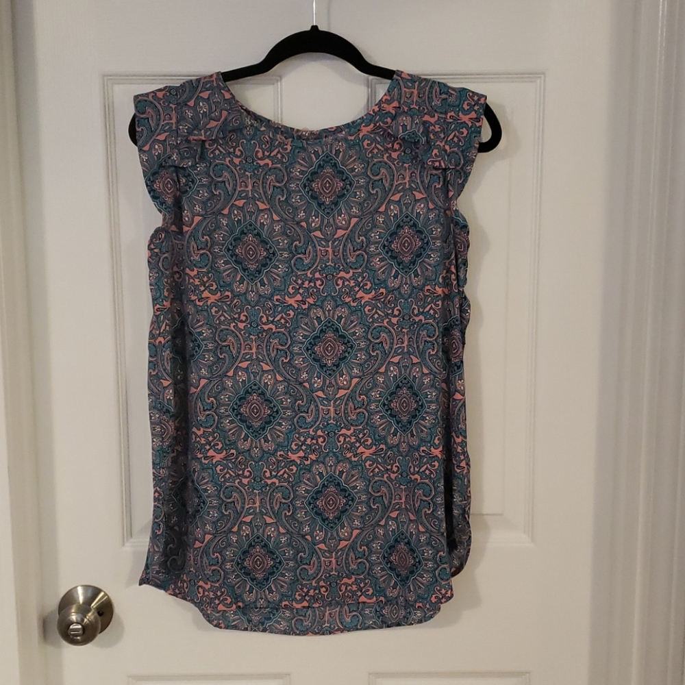 Loft top teal and pink